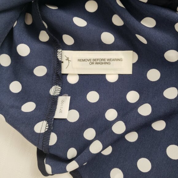 Ann Taylor Petite XSP Navy Blue White Polka Dot Sleeveless Blouse Top NWT Womens - Picture 6 of 13